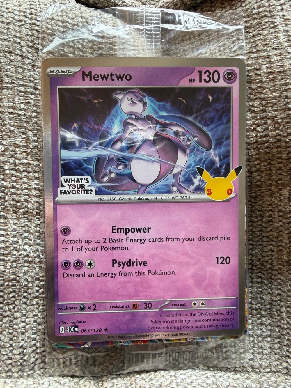 2026 Pokemon Mewtwo Target Exclusive Promo Card, NWT, Wrapped